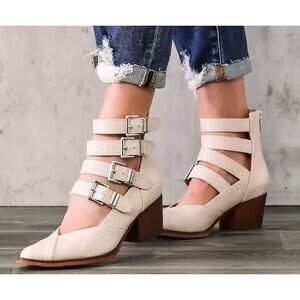 Arider Girl Eleven Croco Heeled Ankle Boots Size 8.5 Boho Country Western Buckle
